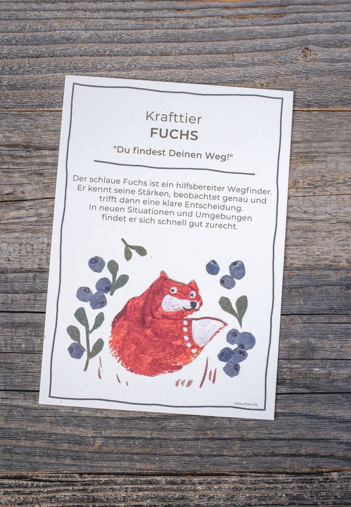 Krafttier Fuchs Maxikarte Miniposter Kaisumari Kunstwerke