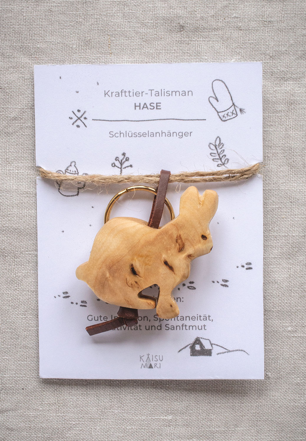 krafttier talisman hase schlüsselanhänger